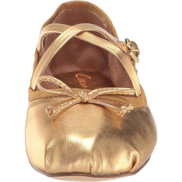 Circus NY by Sam Edelman Women's Millenia Gold Suede Cross Strap Ballet Flat - Picture 2 of 7